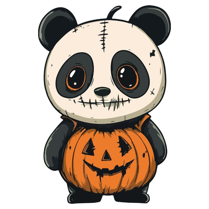 Panda Halloween Comic Funny