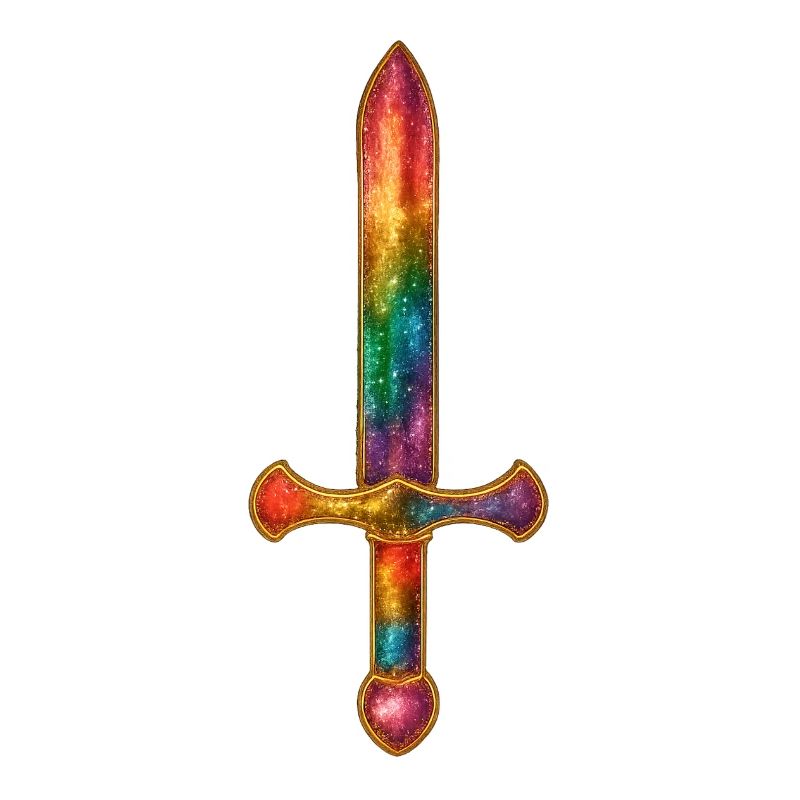 Rainbow sword with gold border