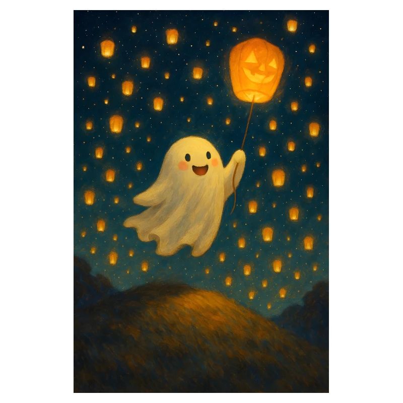 Ghost with jack-o'-lantern