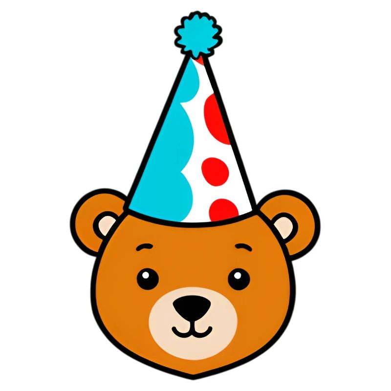 Partybär mit buntem Hut