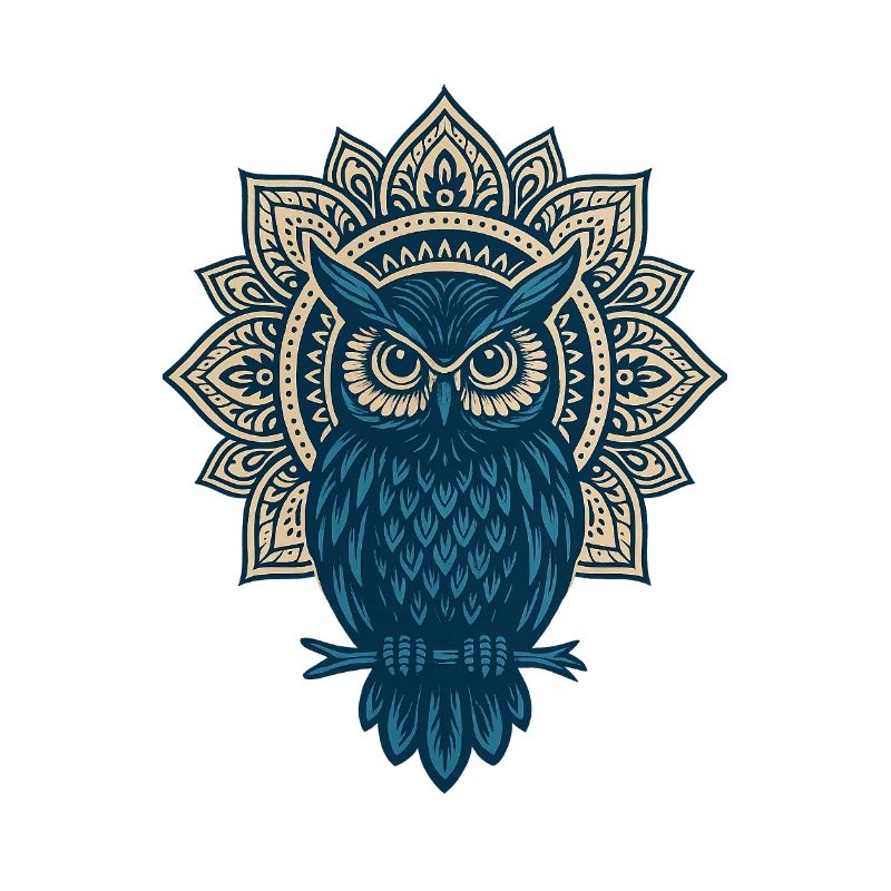 Blauer Eulen Mandala