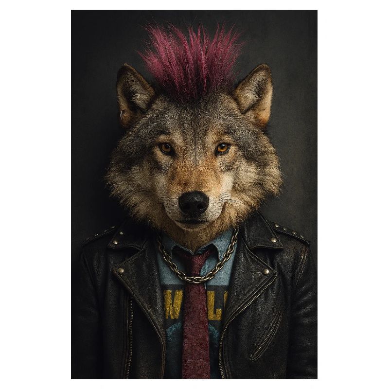 Wolf's Punk Mohawk Leather Jacket