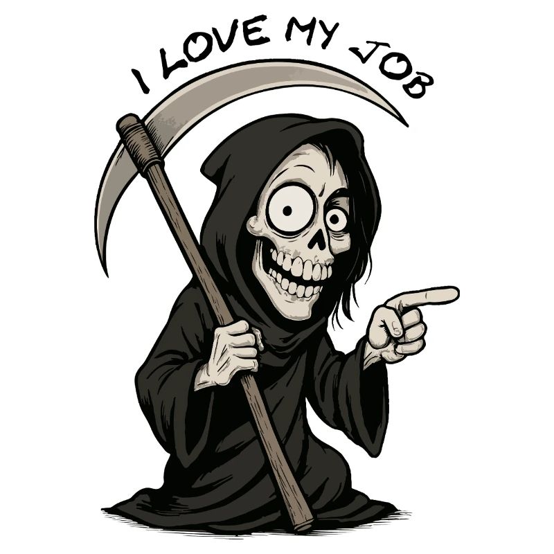 Grim Black Grim Reaper lächelt