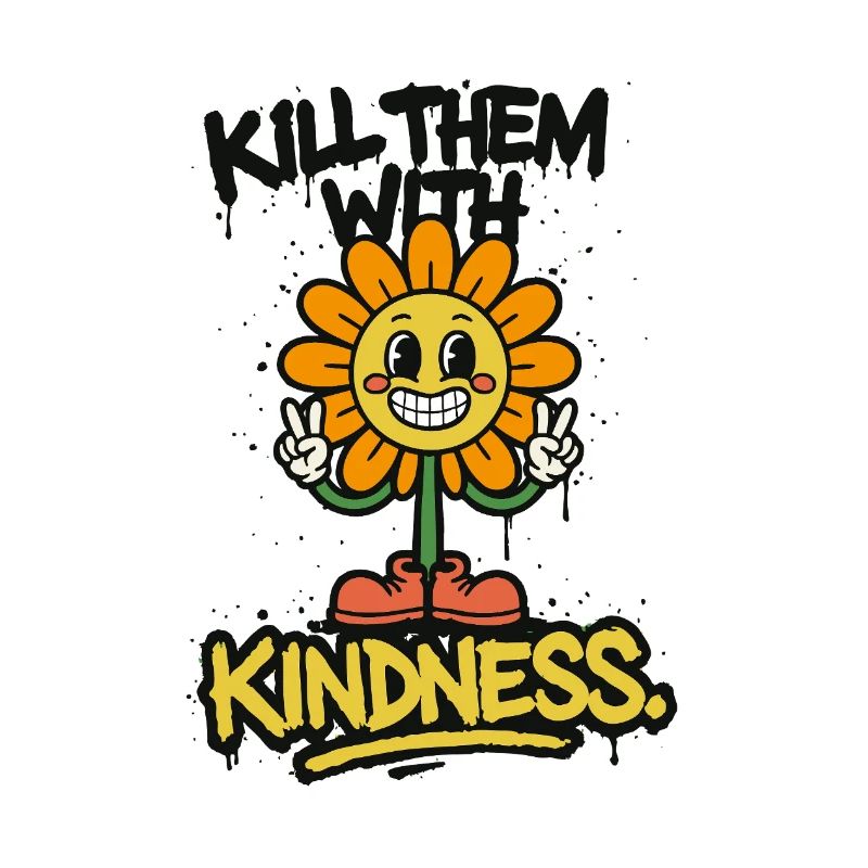 Kill Them With Kindness – Retro Graffiti Spruch