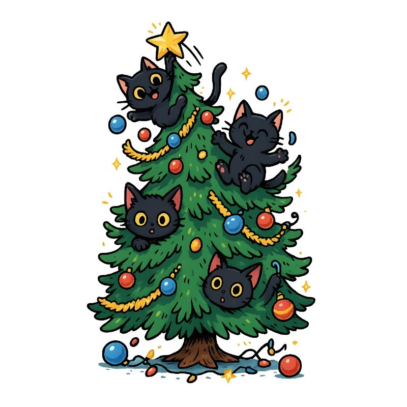 Sapin de Noël avec chats