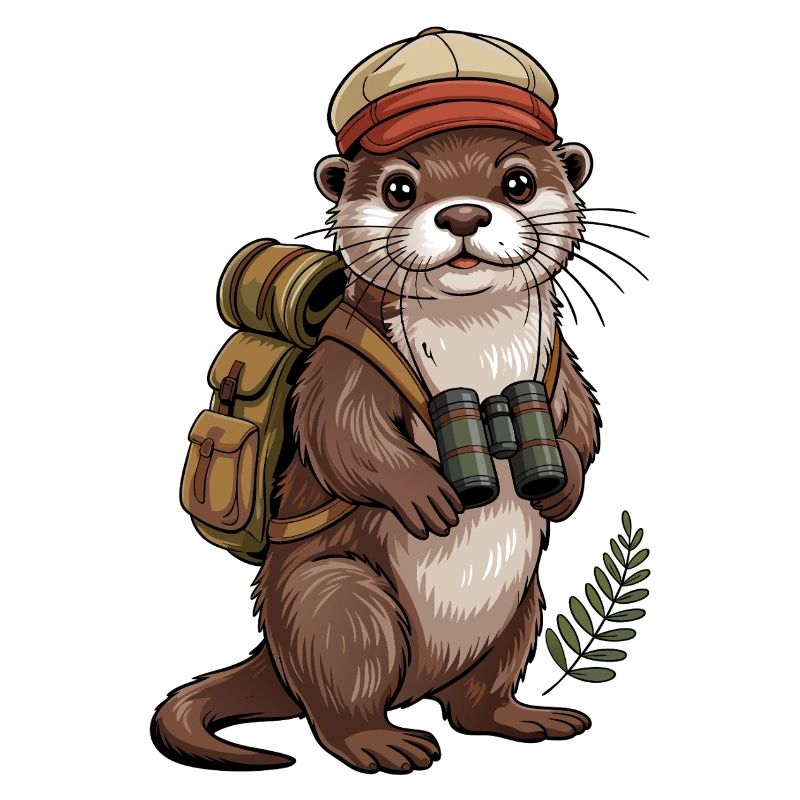 Adventure otter with binoculars