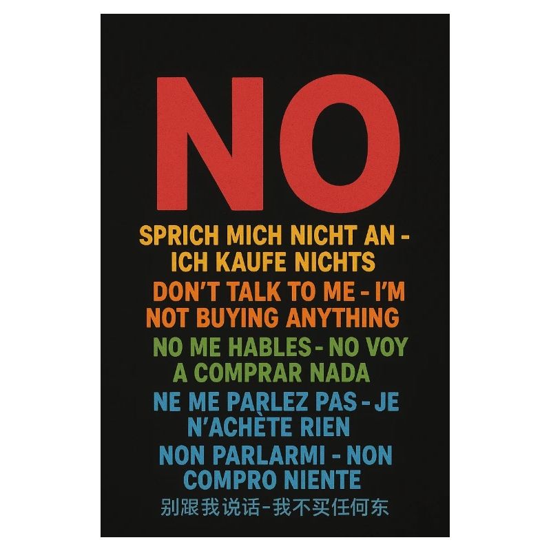 Pas de mot, pas d’achat – Protestation multilingue