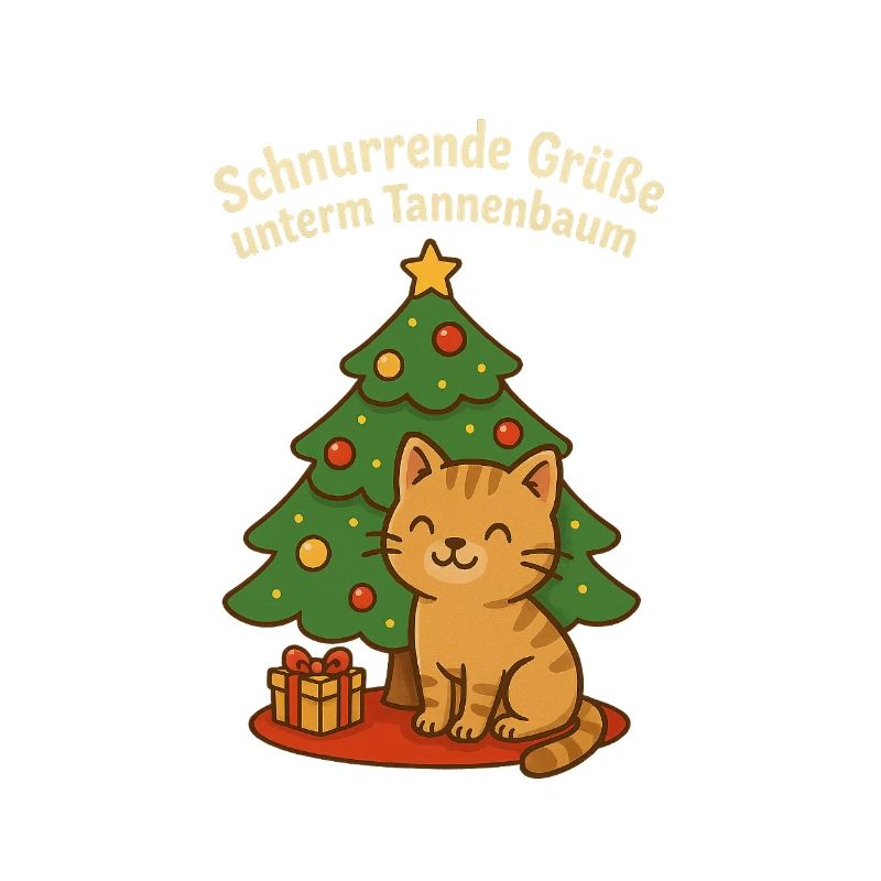 Purring greetings under the Christmas tree – cat