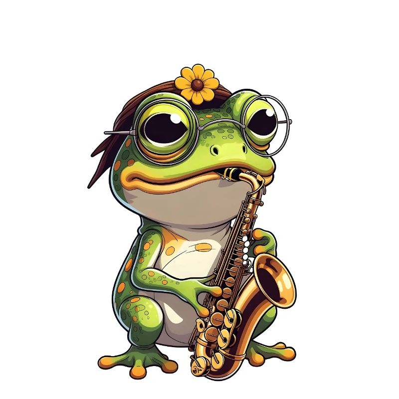 Jazzfrosch mit Saxophon