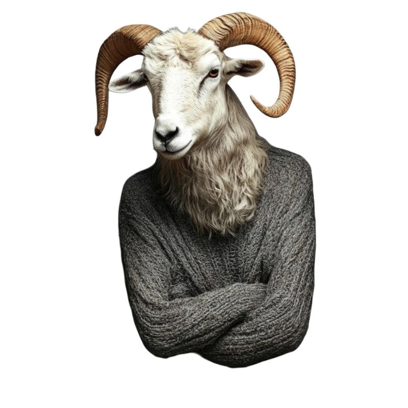 Bélier en pull portrait surréaliste