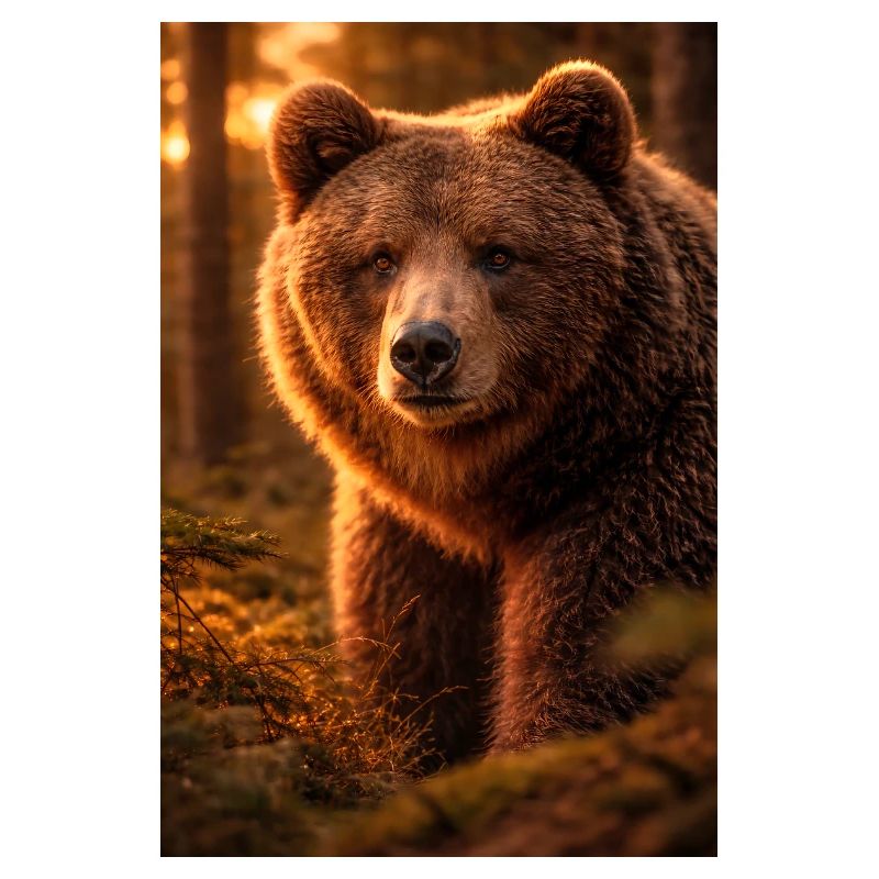 Sunset bear in forest