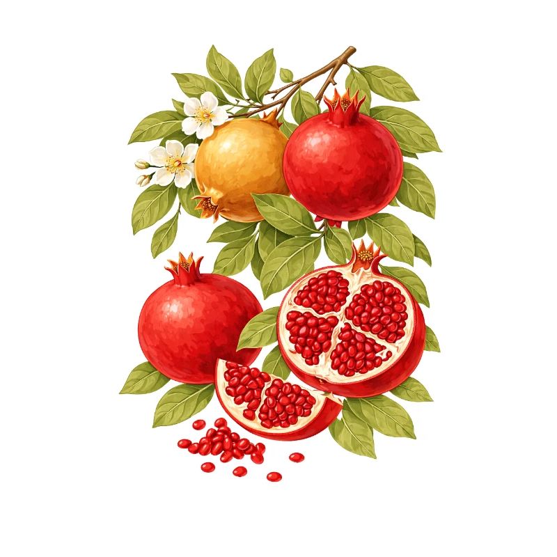 Composition de grenade – Style botanique vintage