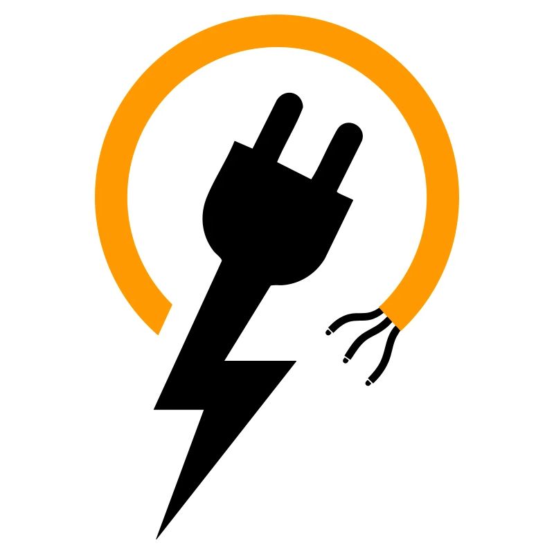 Logo d’électricien avec éclair et prise