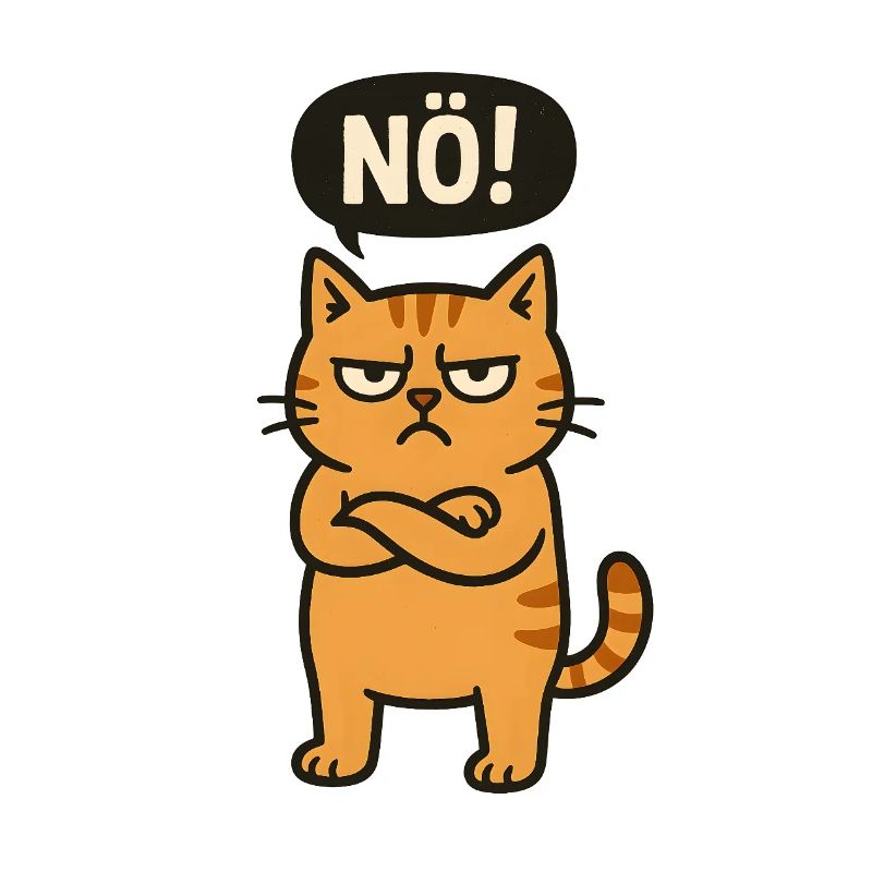 Drôle de chat avec un dicton effronté Non