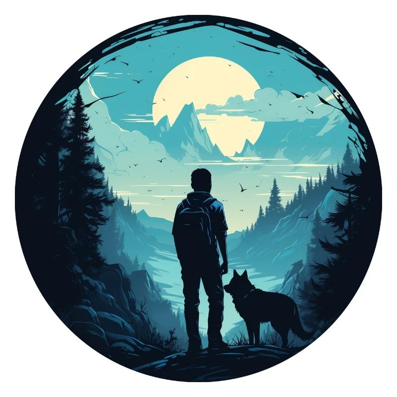 Junger Mann und sein Wolf