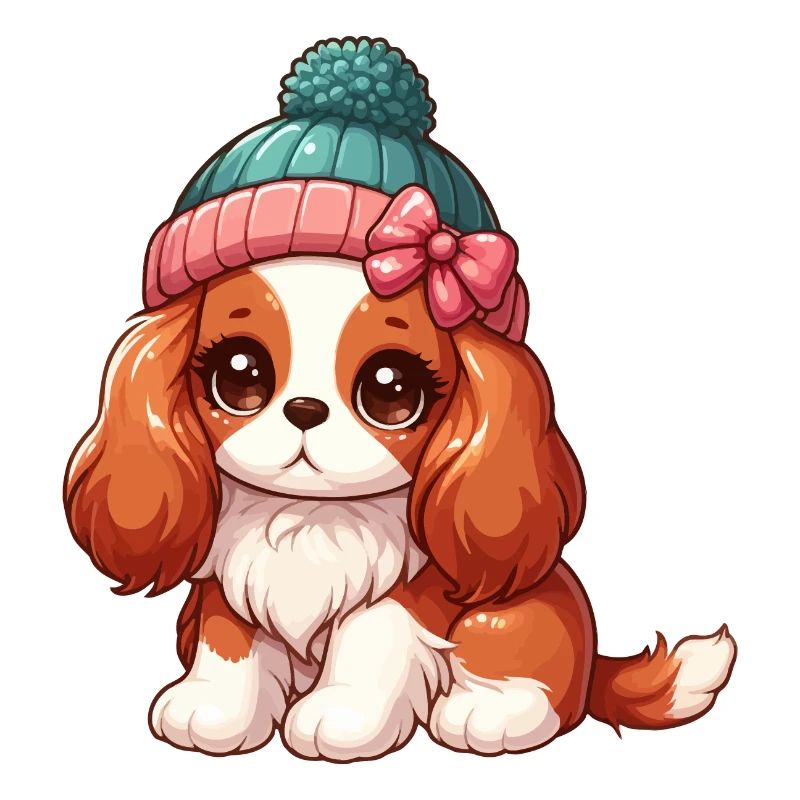 Cute King Charles Cavalier with a Beanie