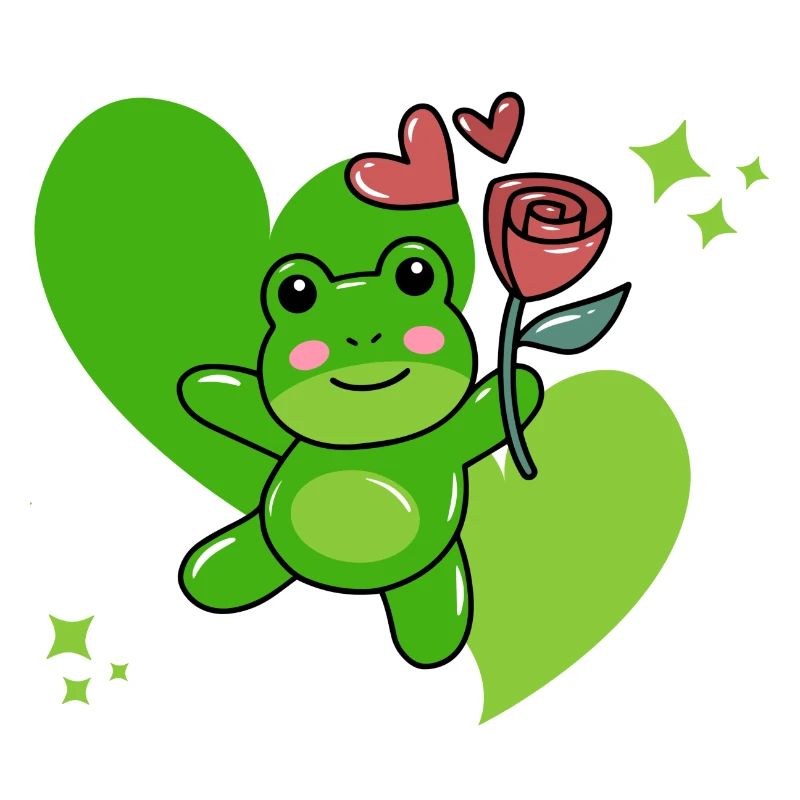 Frosch mit Rose