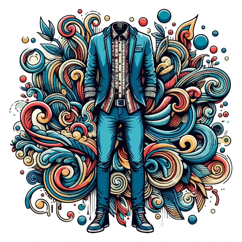 A colorful suit in an abstract world