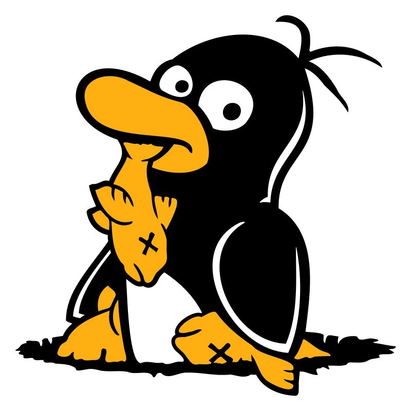 Penguin Eats Fish Caught Hole Bottom Hunger Cool
