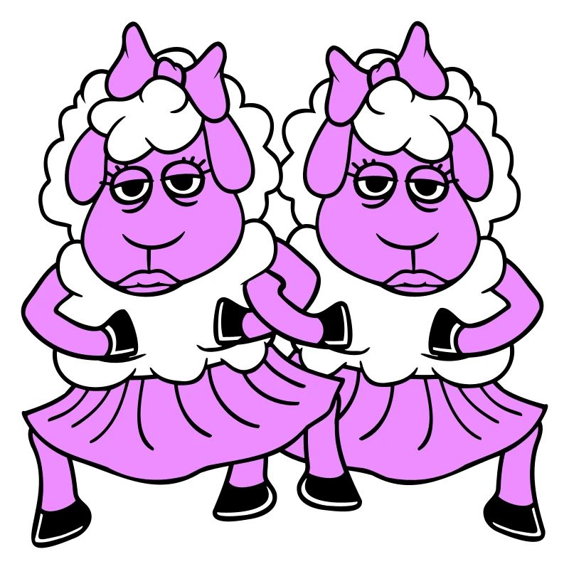 2 Couple de moutons Fatigué Ennuyé Copines Cool