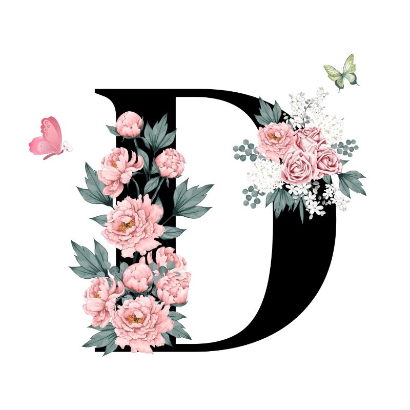Buchstabe d rosa Blumen