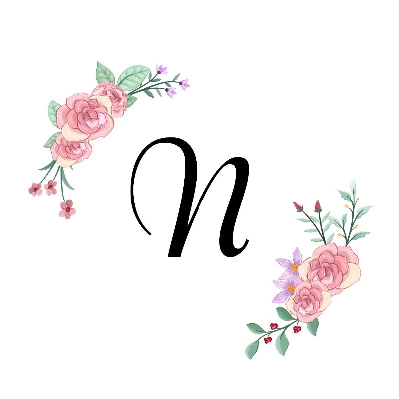 Lettre n florale rose