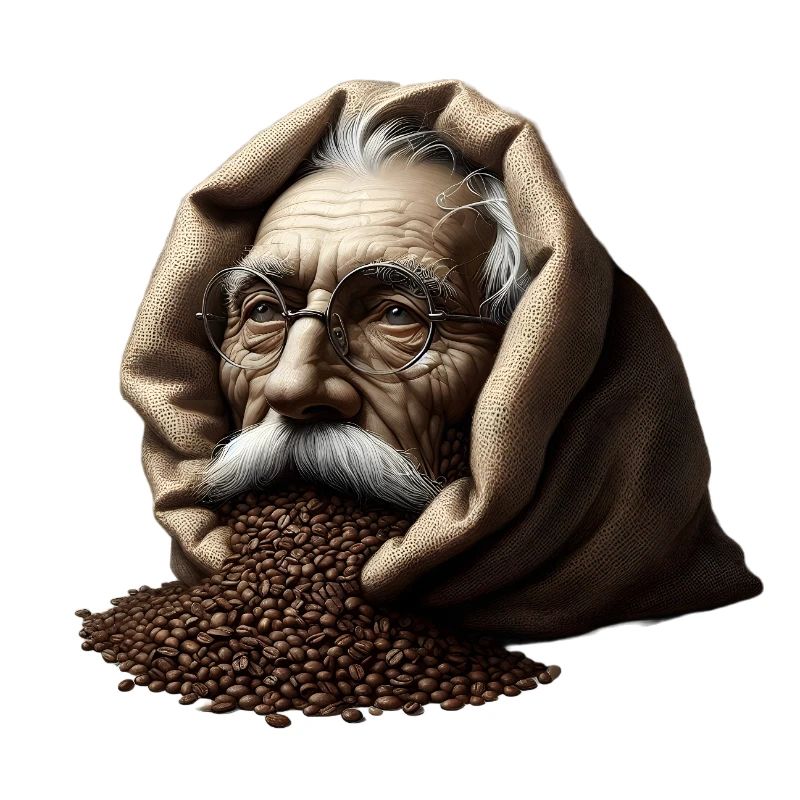 Mann in Kaffeebohnen