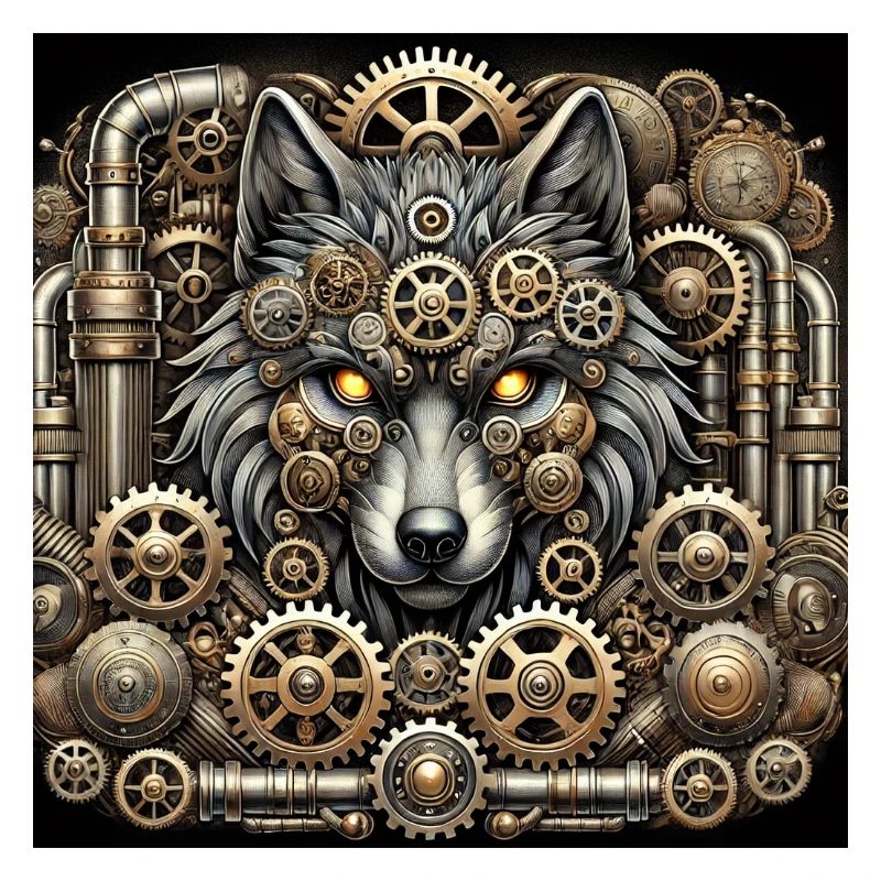 Mecha Wolf Steampunk Guardian