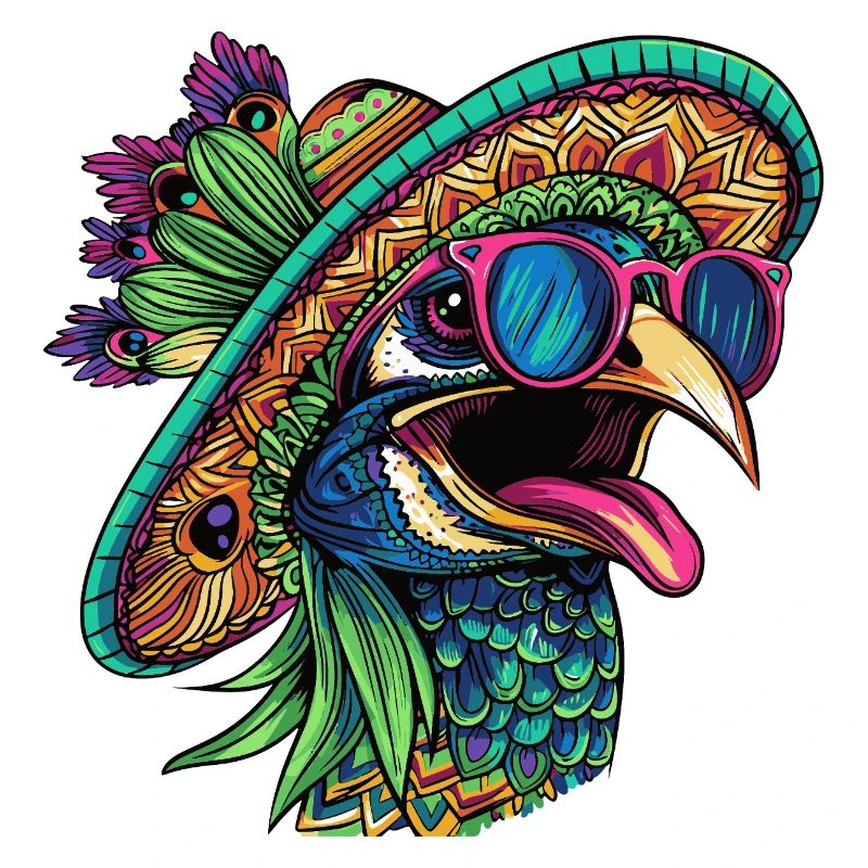 Peacock Bird Comic Funny Sombrero