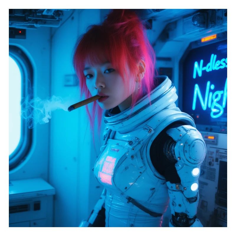 Space Soldier mit einer Zigarre