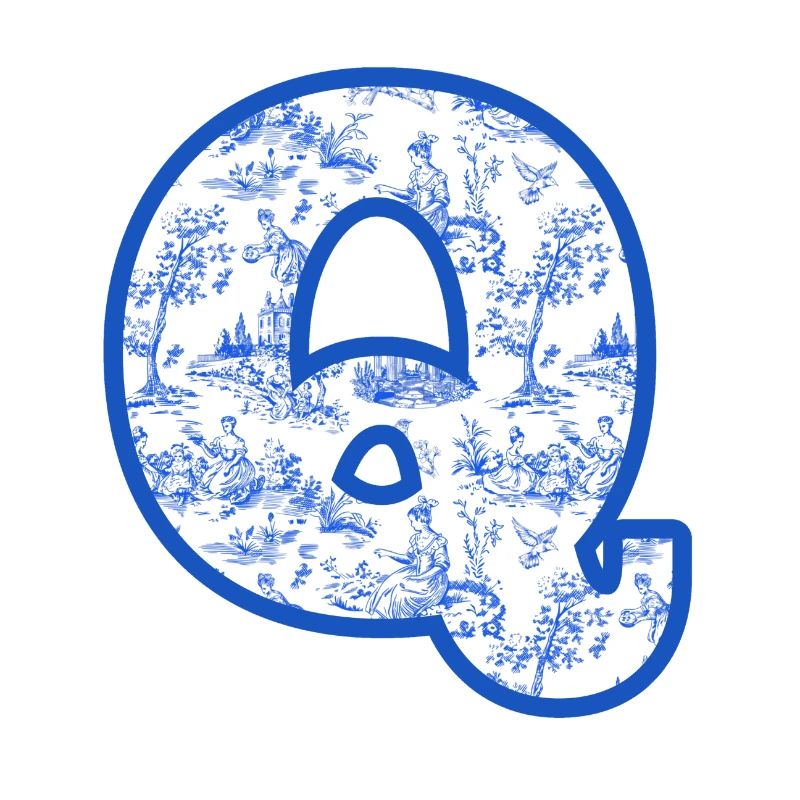 Buchstabe q blaue Chinoiserie