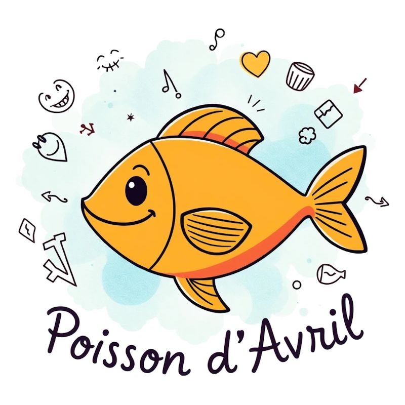 Poisson d’Avril - Orange Cartoon Fish