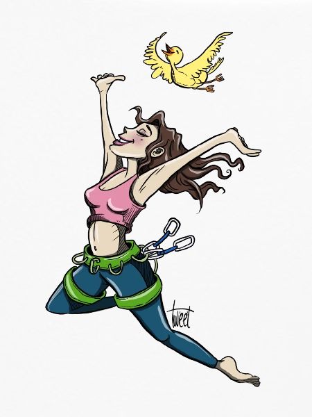 Fliegende Kletterin mit Vogel