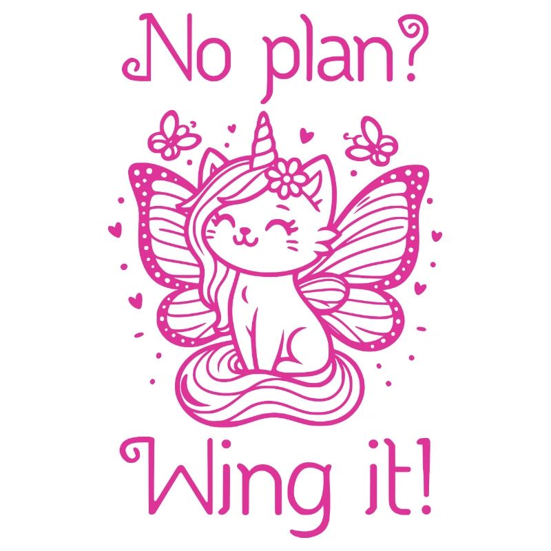 No plan wing it Geflügelte Einhornkatze