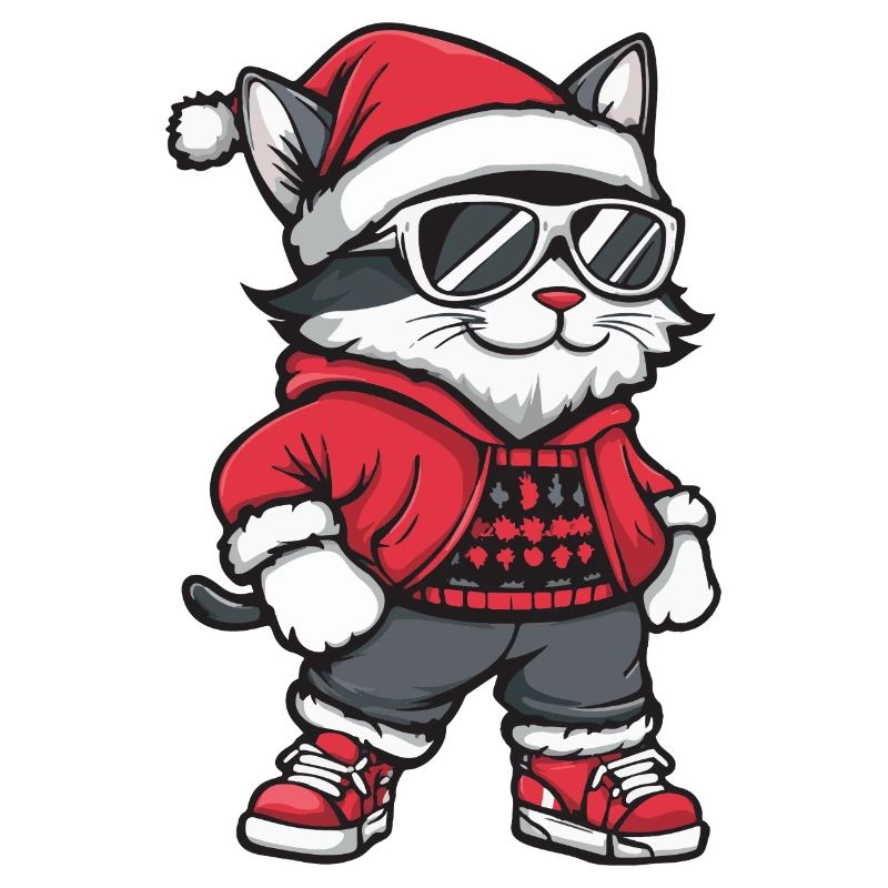 Chat Noël Bande dessinée Cool