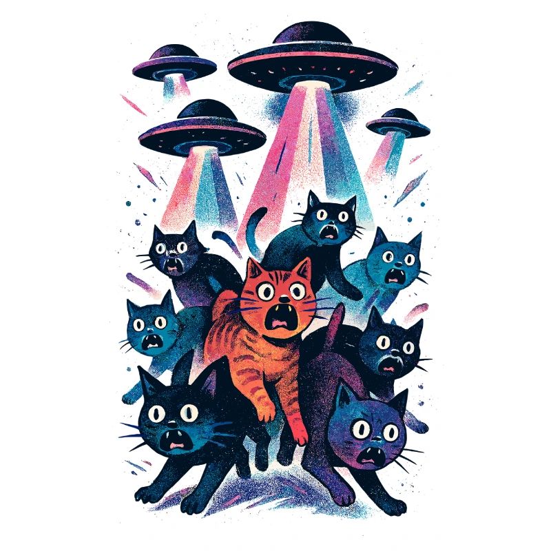 Alien UFOs UFO Cat Cats Beaming Gift