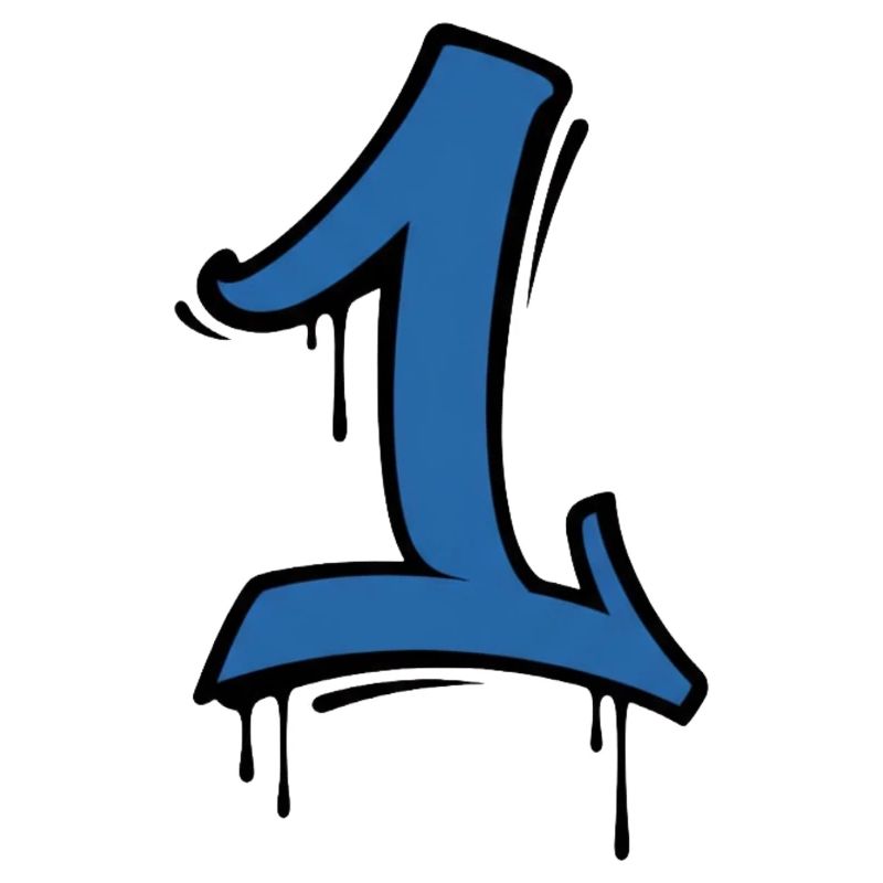 Graffiti Eins Neonblau