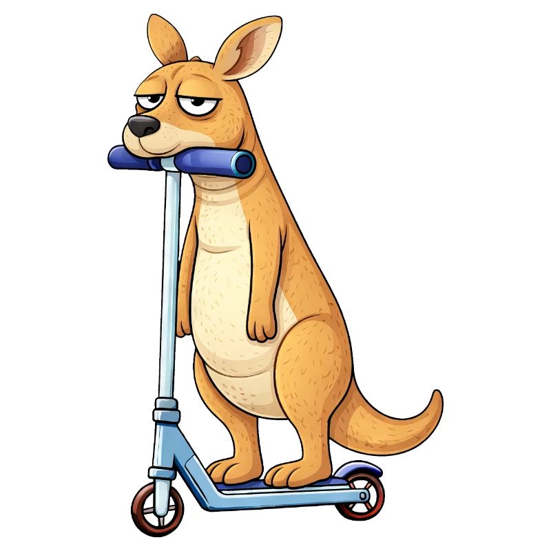Cute kangaroo on scooter lonely in Australia