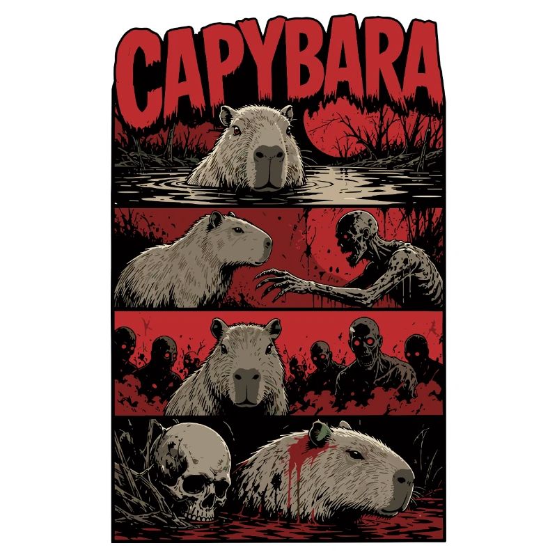 Zombie Capybara Horror Art