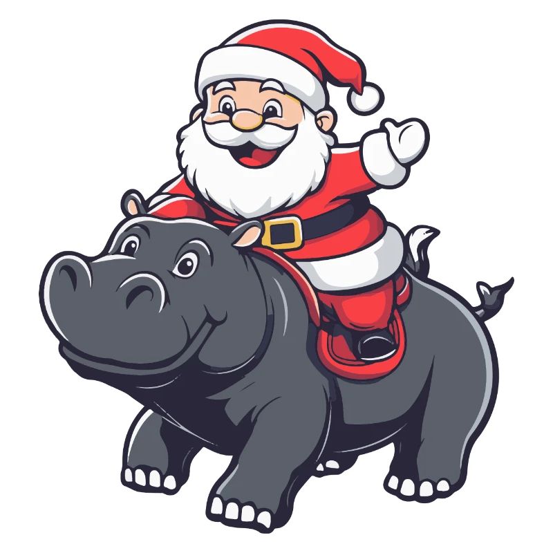 Nilpferd Weihnachtsmann Cartoon