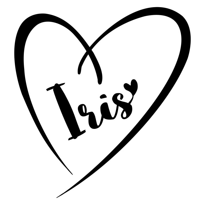 Iris surname, first name in heart frame