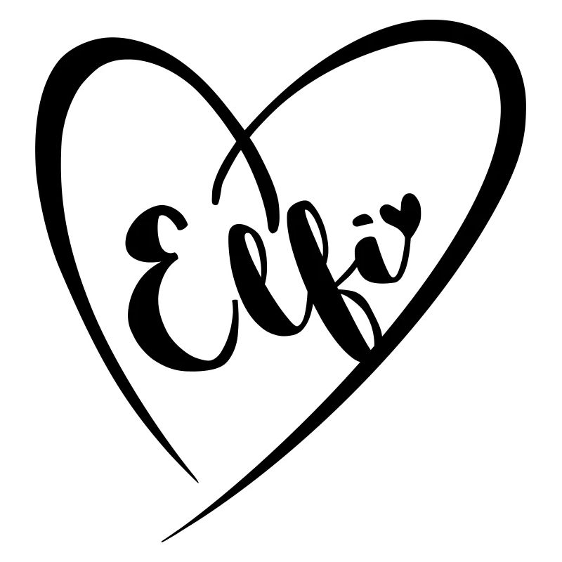 Elfi surname first name in heart frame