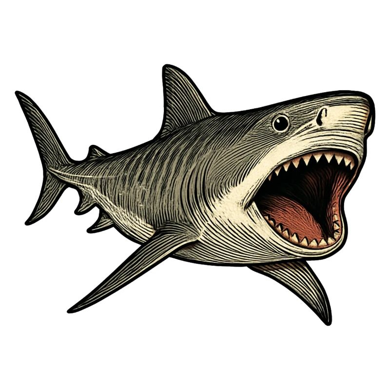 Requin tigre avec gueule ouverte