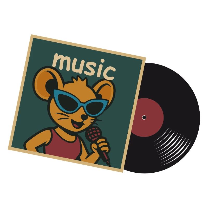 Souris musicale avec micro et disque vinyle