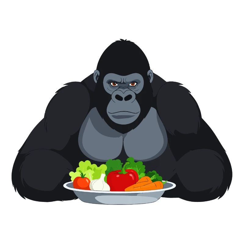 Cool Gorilla with Vegetable Plate Monkey Motif
