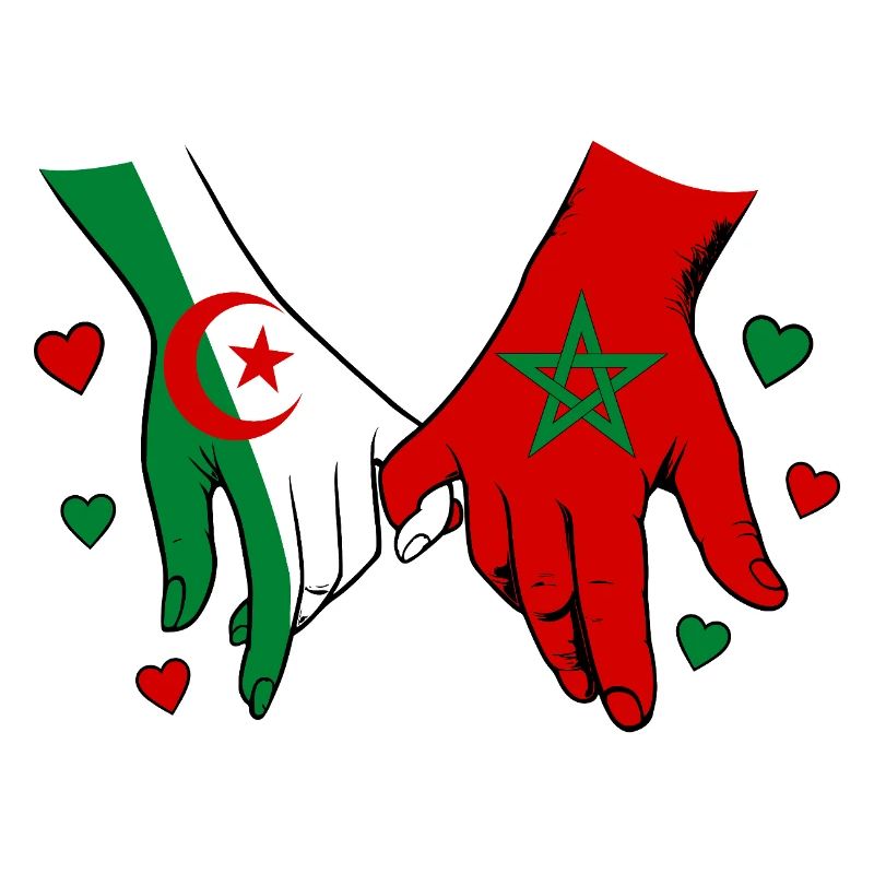 Algérie-Maroc Drapeau main dans la main
