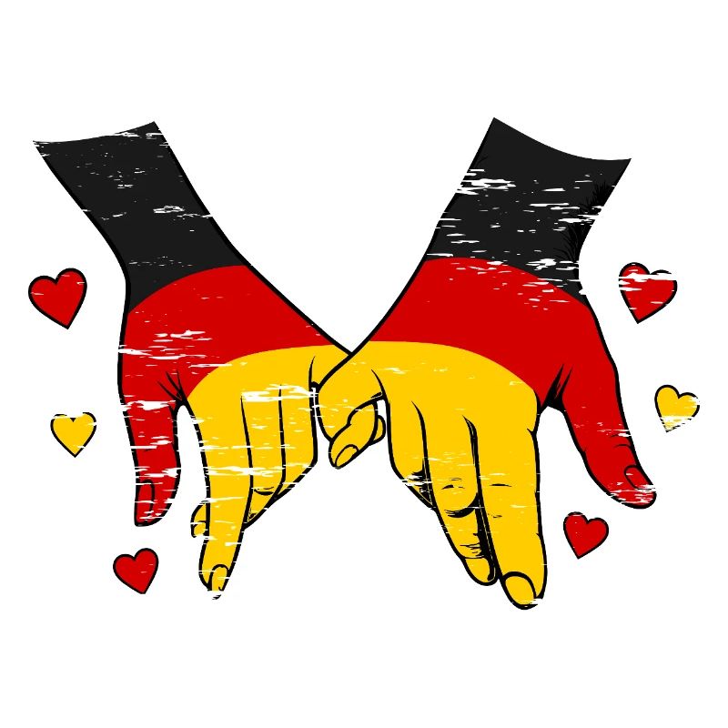 Drapeau allemand main dans la main utilisé