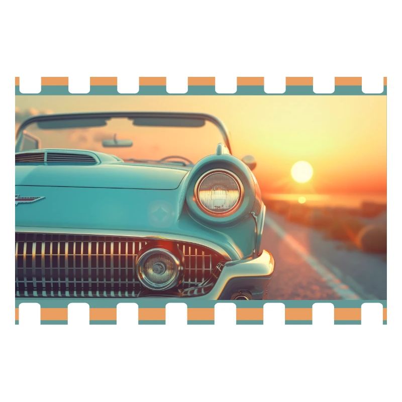 Retro convertible in cinematic sunset
