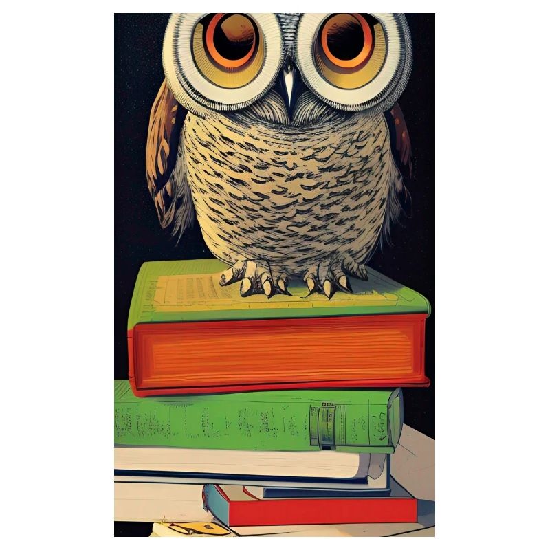 Comic Cartoon Süße Büchereule Eule Bücherstapel