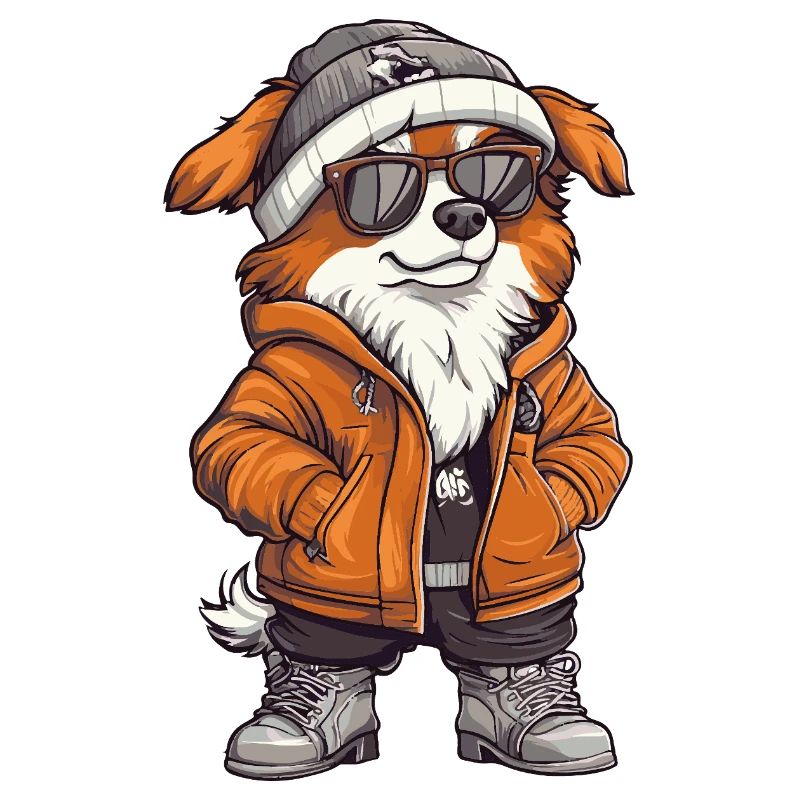 Border Collie Hund Cool Comic